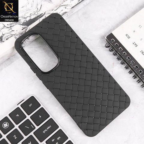 Tecno Spark 40 Pro Plus Cover - Black - New Woven Design Leather Feel Soft TPU Case