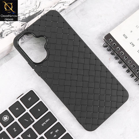 Tecno Pop 10 Cover - Black - New Woven Design Leather Feel Soft TPU Case