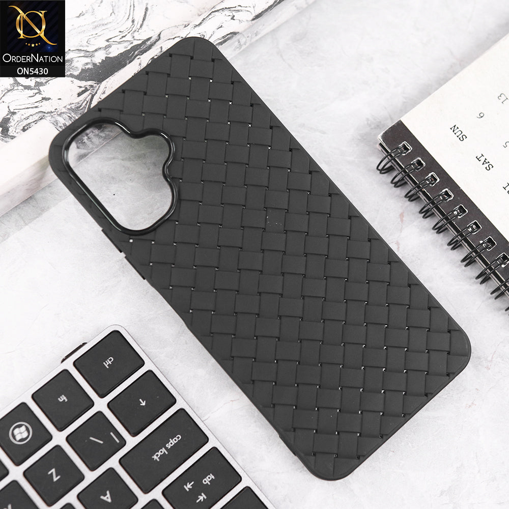 Vivo V60 Lite 4G Cover - Black - New Woven Design Leather Feel Soft TPU Case
