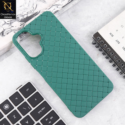 Tecno Pop 10 Cover - Green - New Woven Design Leather Feel Soft TPU Case