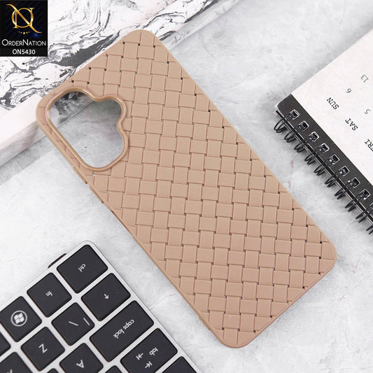 Infinix Smart 10 Cover - Light Brown - New Woven Design Leather Feel Soft TPU Case