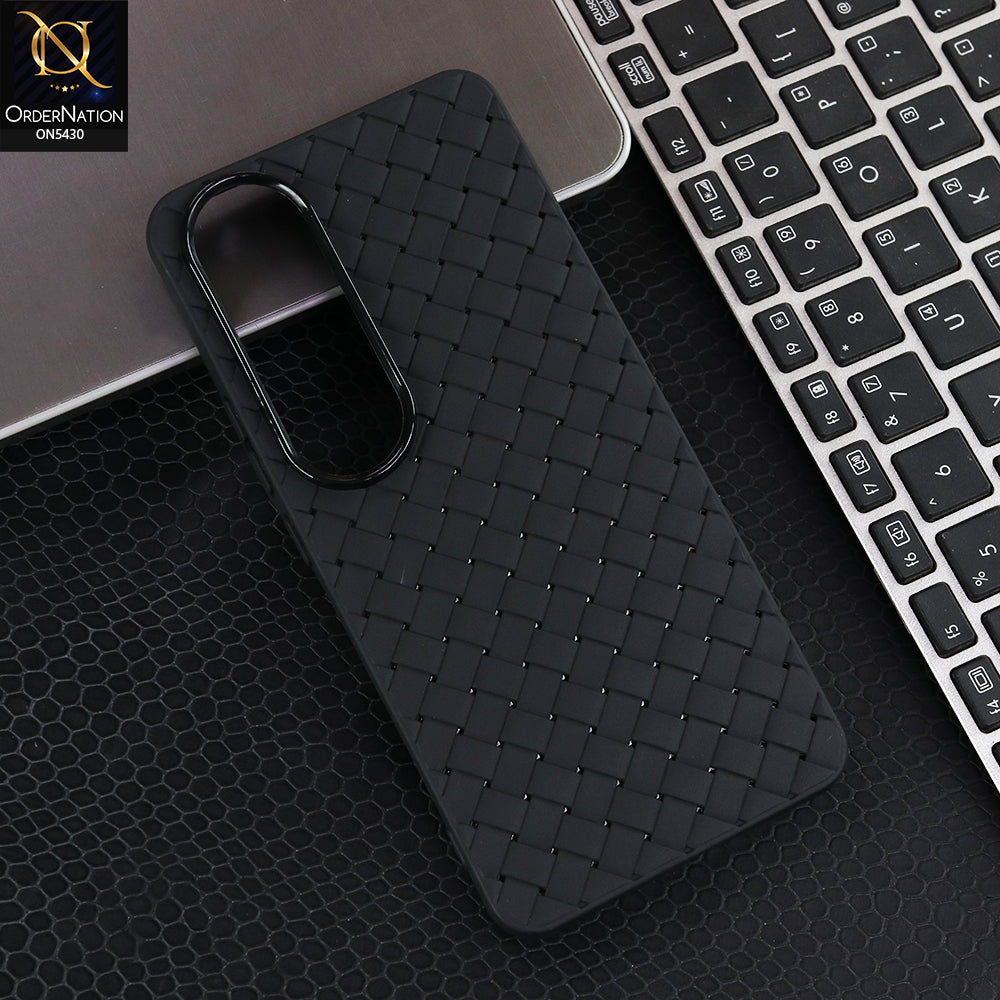 Vivo V50 Lite - Black - New Woven Design Leather Feel Soft TPU Case