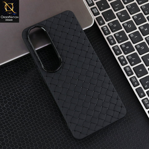 Vivo V50 Lite - Black - New Woven Design Leather Feel Soft TPU Case