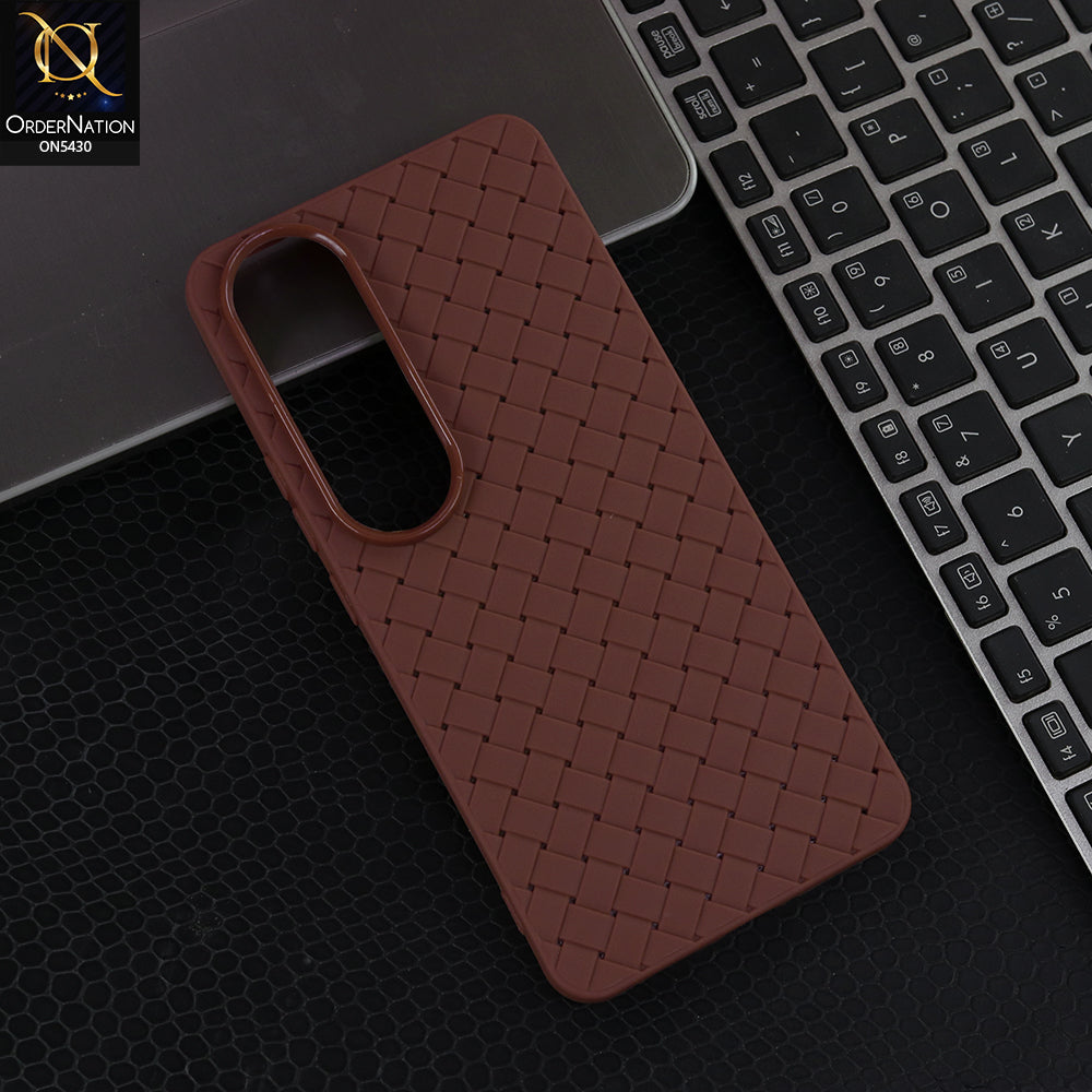 Vivo V50 Lite - Brown - New Woven Design Leather Feel Soft TPU Case