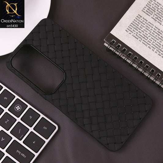 Vivo Y19s Cover - Black - New Woven Design Leather Feel Soft TPU Case