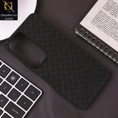 Vivo Y19s Cover - Black - New Woven Design Leather Feel Soft TPU Case