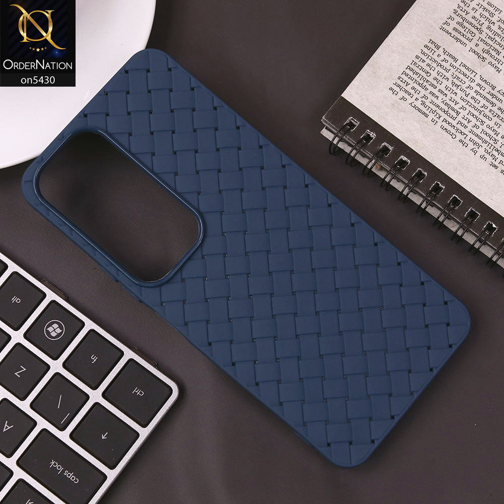Vivo Y29 5G Cover - Blue - New Woven Design Leather Feel Soft TPU Case