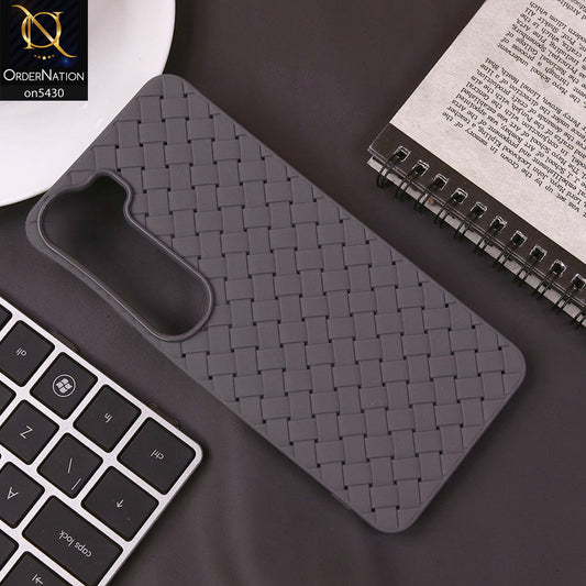 Vivo Y300 Cover - Gray - New Woven Design Leather Feel Soft TPU Case