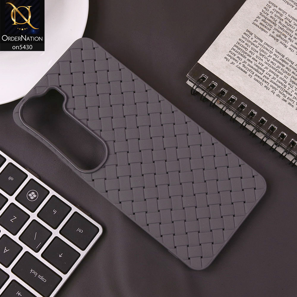 Vivo V40 Lite (IDN) Cover - Gray - New Woven Design Leather Feel Soft TPU Case