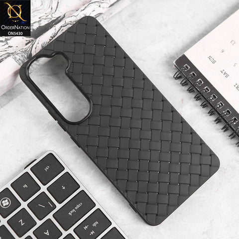 Vivo Y400 Cover - Black - New Woven Design Leather Feel Soft TPU Case