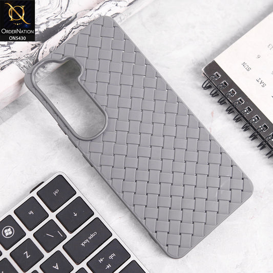 Vivo Y400 Cover - Gray - New Woven Design Leather Feel Soft TPU Case