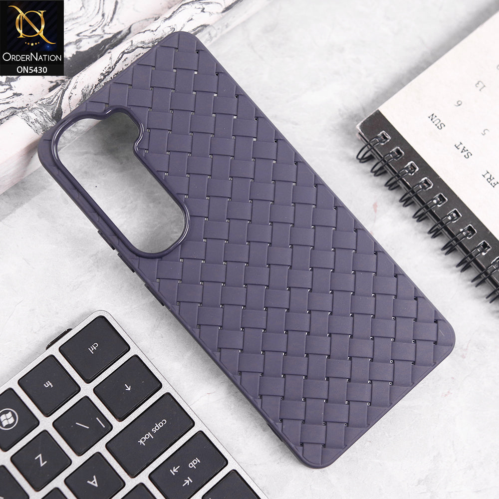 Vivo Y400 Cover - Purple - New Woven Design Leather Feel Soft TPU Case