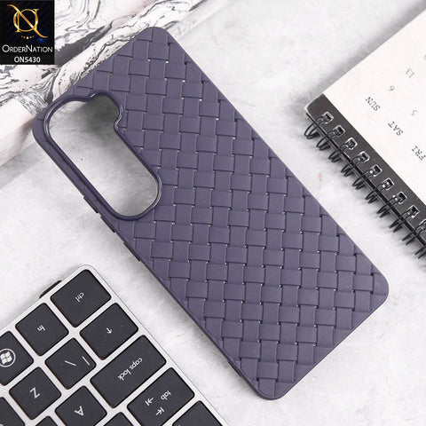 Vivo Y400 Cover - Purple - New Woven Design Leather Feel Soft TPU Case