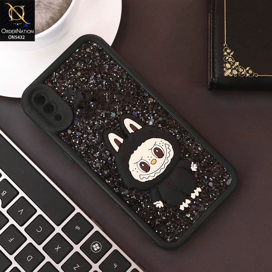 Samsung Galaxy A02 Cover - Black - Cute 3D Cartoon Soft Glitter Case