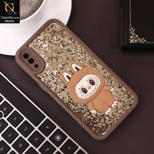 Samsung Galaxy A02 Cover - Brown - Cute 3D Cartoon Soft Glitter Case