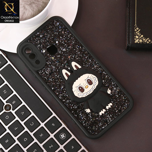 Samsung Galaxy A30 Cover - Black - Cute 3D Cartoon Soft Glitter Case