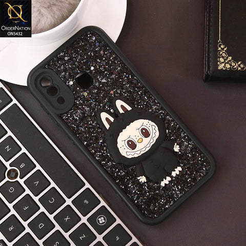 Samsung Galaxy A30 Cover - Black - Cute 3D Cartoon Soft Glitter Case