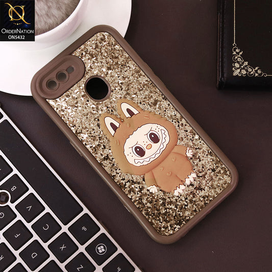 Oppo A12 Cover - Brown - Cute 3D Cartoon Soft Glitter Case