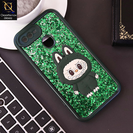Oppo A12 Cover - Dark Green - Cute 3D Cartoon Soft Glitter Case
