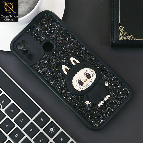 Infinix Hot 9 Pro Cover - Black - Cute 3D Cartoon Soft Glitter Case