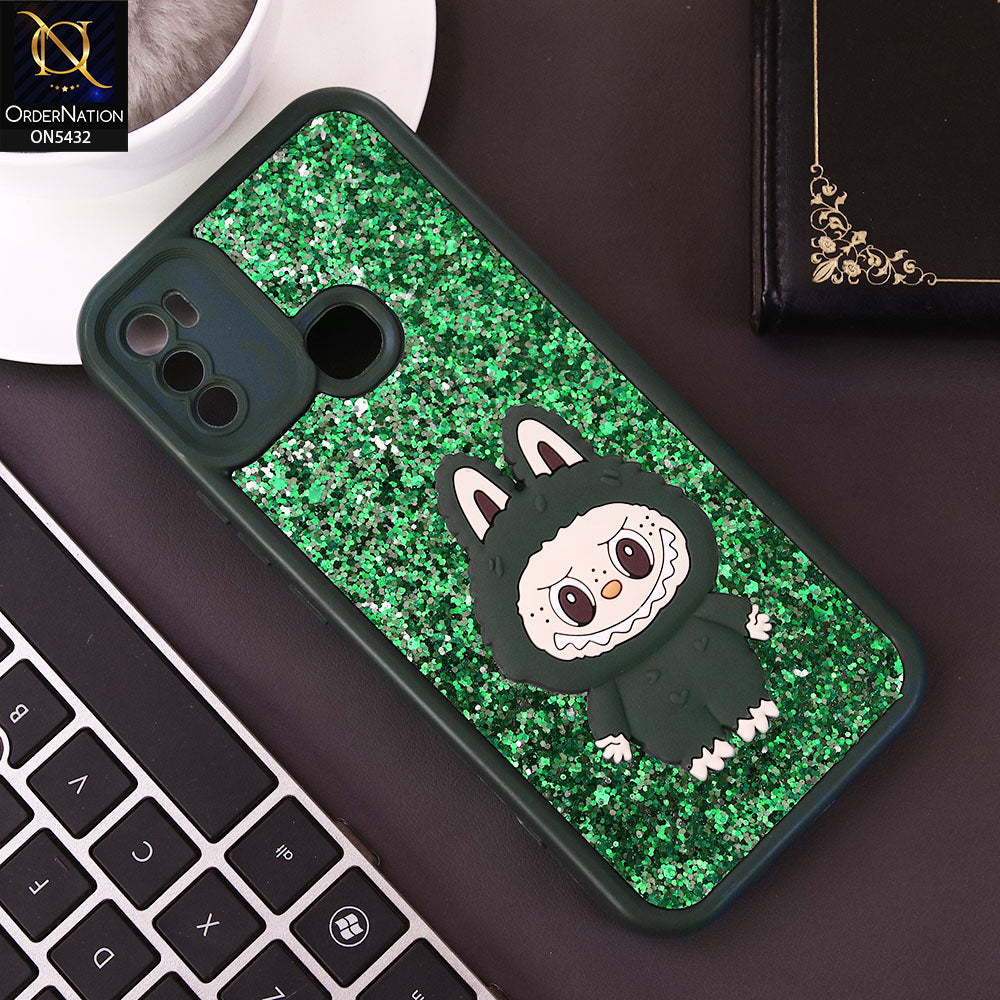 Tecno Spark 5 pro Cover - Dark Green - Cute 3D Cartoon Soft Glitter Case