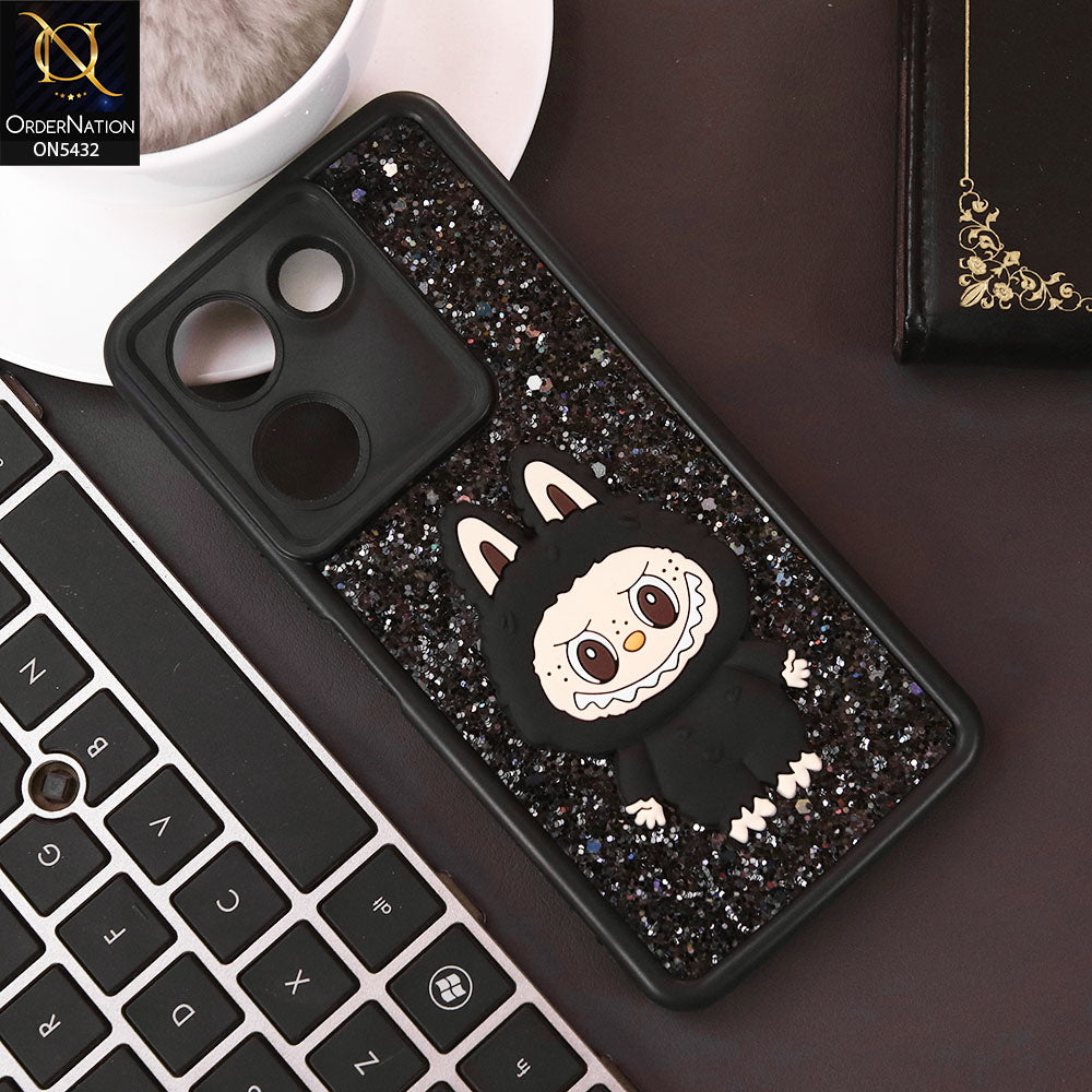 Tecno Camon 20 Cover - Black - Cute 3D Cartoon Soft Glitter Case