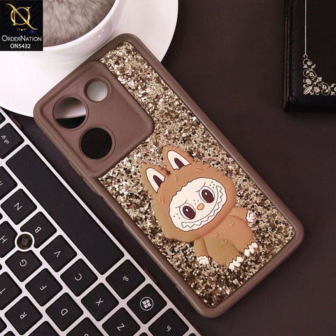 Tecno Camon 20 Pro Cover - Brown - Cute 3D Cartoon Soft Glitter Case
