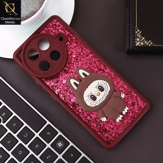 Tecno Camon 30S Cover - Maroon - Cute 3D Cartoon Soft Glitter Case