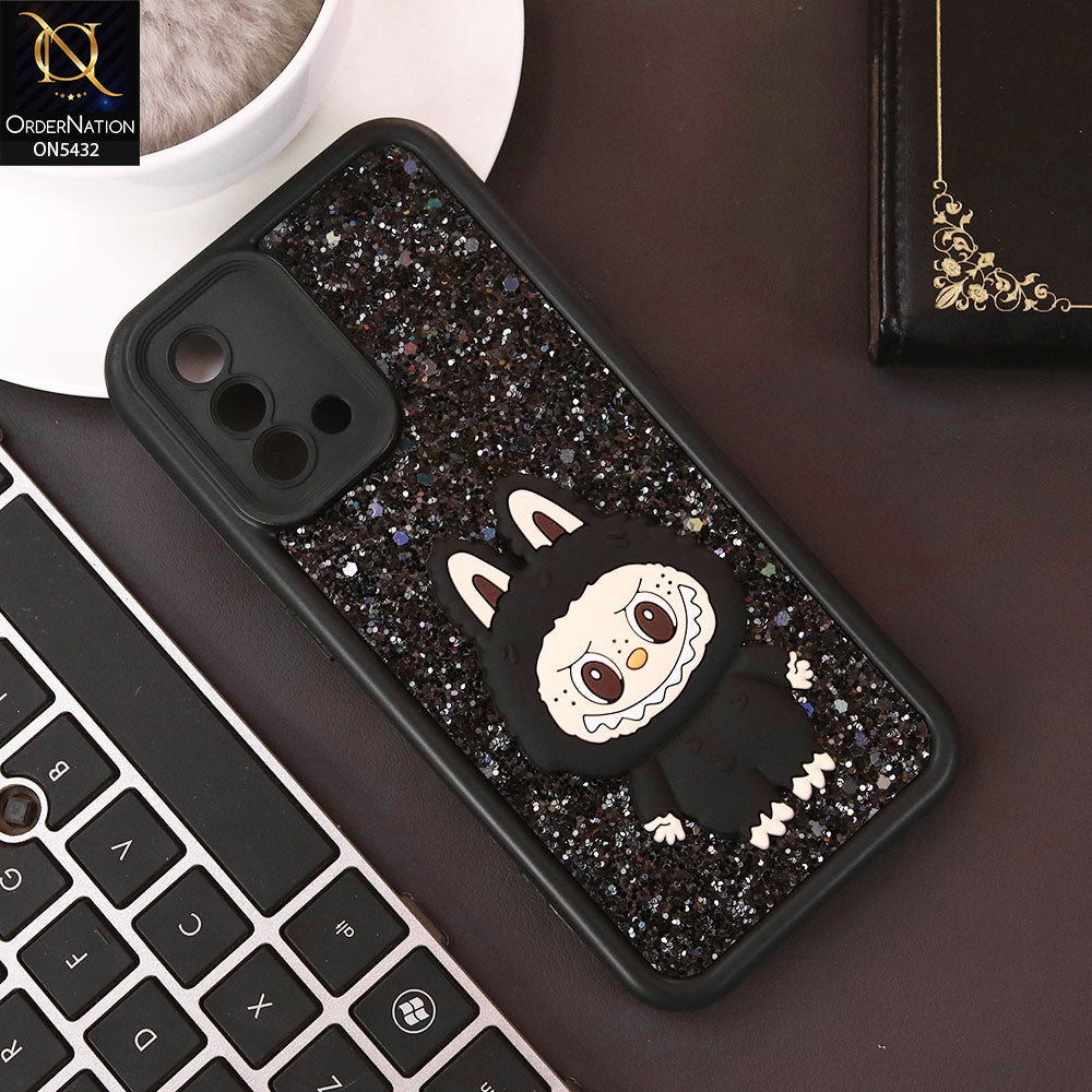Oppo Reno 6 Lite Cover - Black - Cute 3D Cartoon Soft Glitter Case