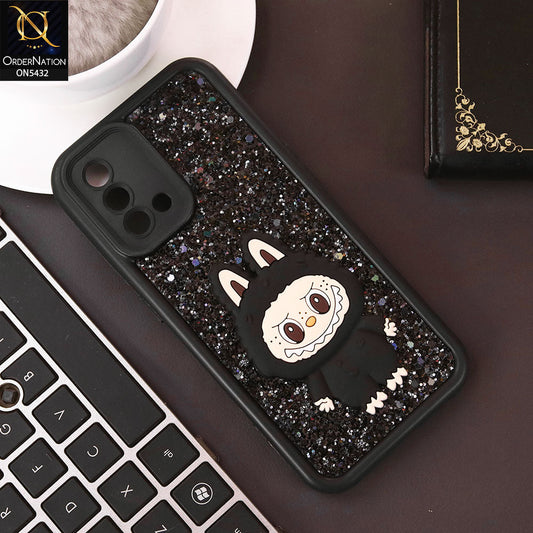 Oppo Reno 6 Lite Cover - Black - Cute 3D Cartoon Soft Glitter Case