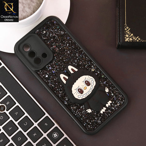 Oppo Reno 6 Lite Cover - Black - Cute 3D Cartoon Soft Glitter Case