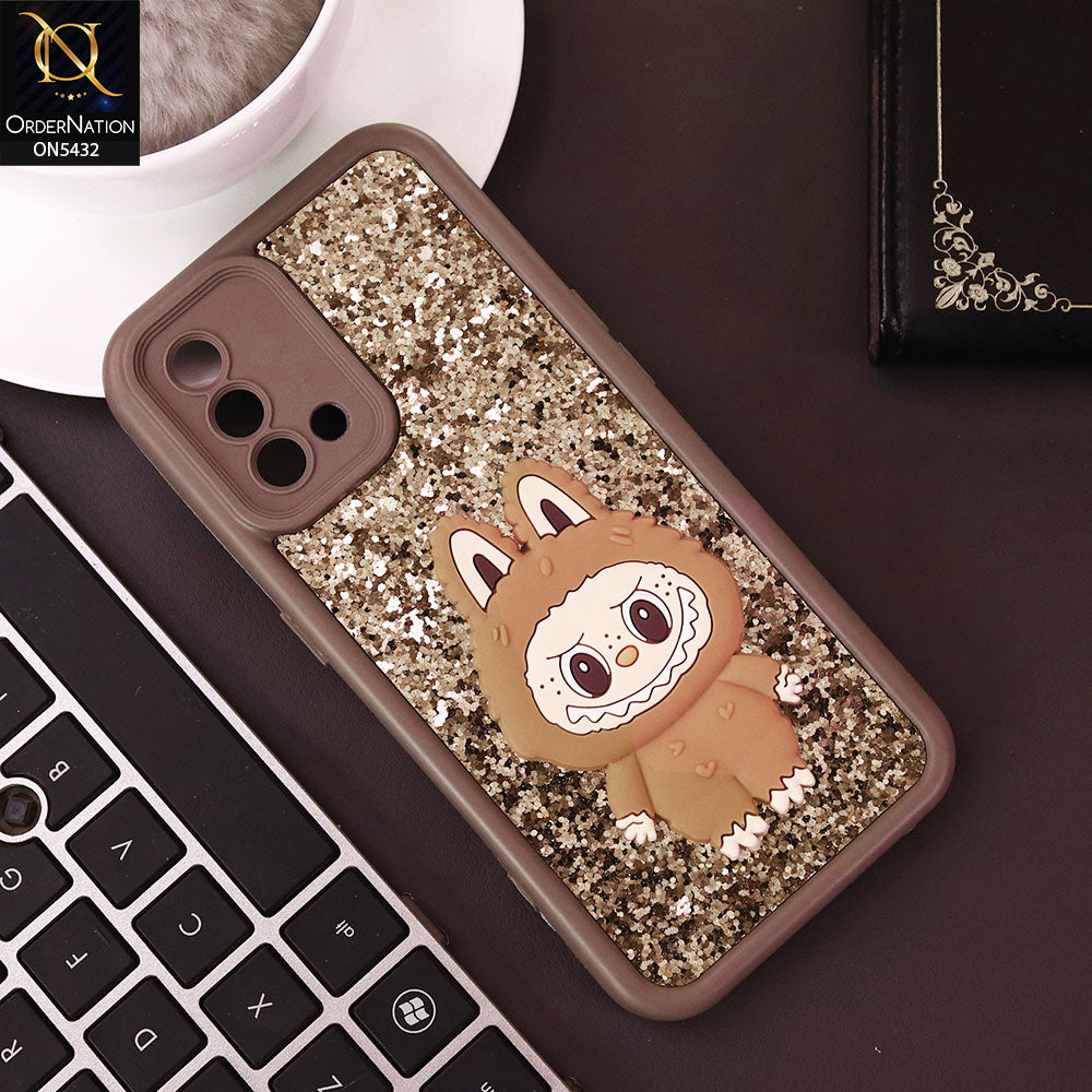 Oppo F19 Cover - Brown - Cute 3D Cartoon Soft Glitter Case