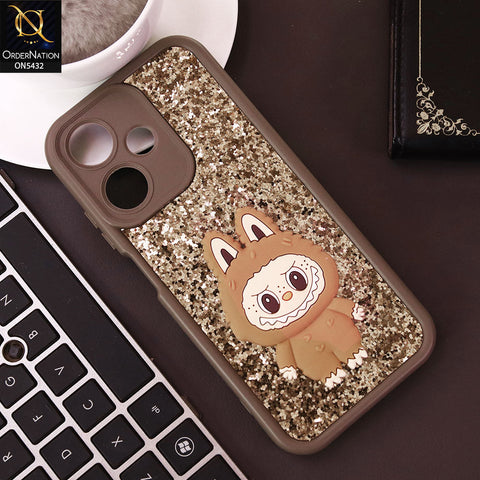 Infinix Hot 30 Play Cover - Brown - Cute 3D Cartoon Soft Glitter Case