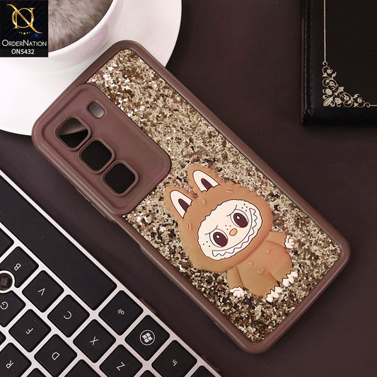 Infinix Hot 50 4G Cover - Brown - Cute 3D Cartoon Soft Glitter Case