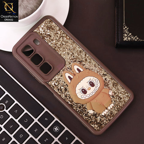 Infinix Hot 50 4G Cover - Brown - Cute 3D Cartoon Soft Glitter Case