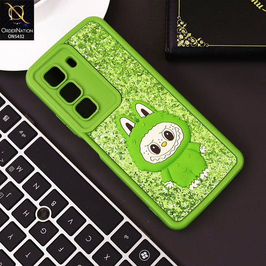 Infinix Hot 50 4G Cover - Light Green - Cute 3D Cartoon Soft Glitter Case