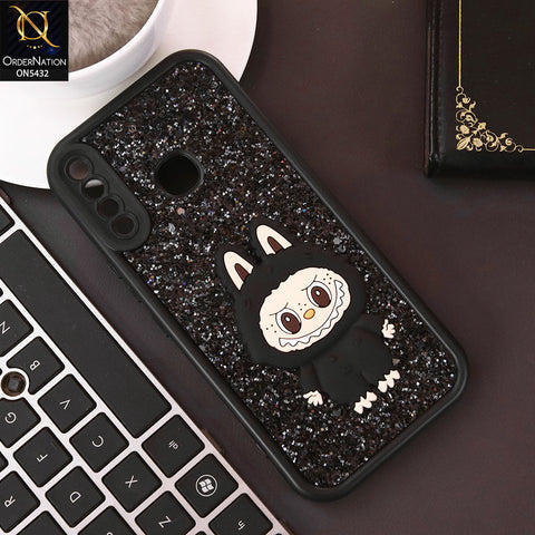 Infinix Hot 8 Cover - Black - Cute 3D Cartoon Soft Glitter Case