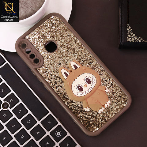 Infinix Hot 8 Cover - Brown - Cute 3D Cartoon Soft Glitter Case