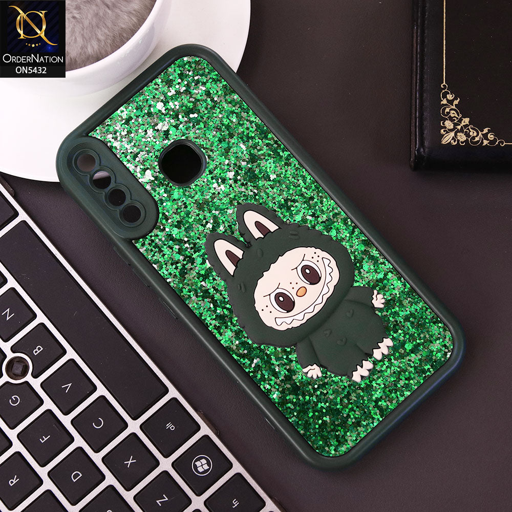 Infinix Hot 8 Lite Cover - Dark Green - Cute 3D Cartoon Soft Glitter Case