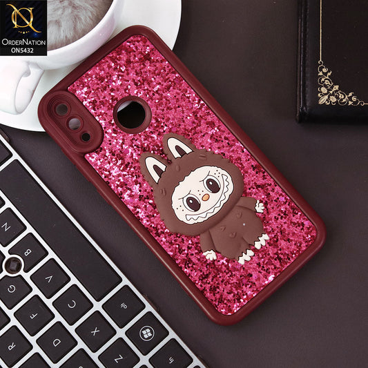 Huawei Y7 Prime 2019 / Y7 2019 / Y7 Pro 2019 Cover - Maroon - Cute 3D Cartoon Soft Glitter Case