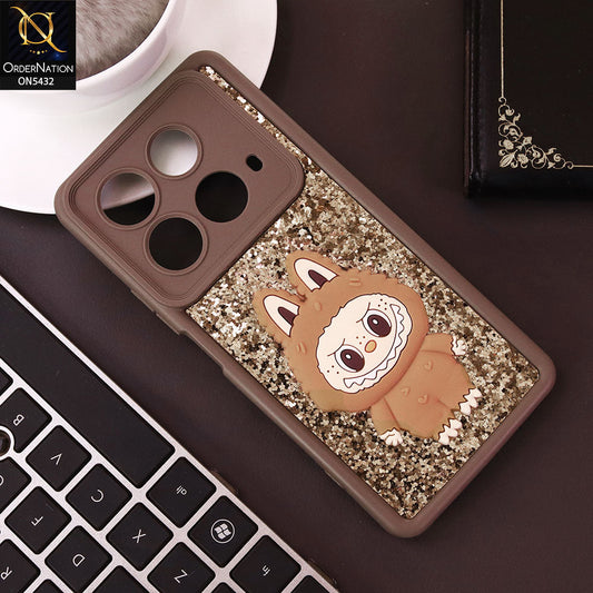 Infinix Note 40 Cover - Brown - Cute 3D Cartoon Soft Glitter Case