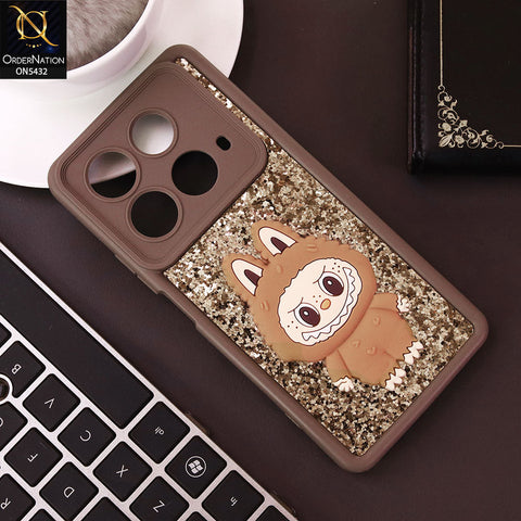 Infinix Note 40 Cover - Brown - Cute 3D Cartoon Soft Glitter Case