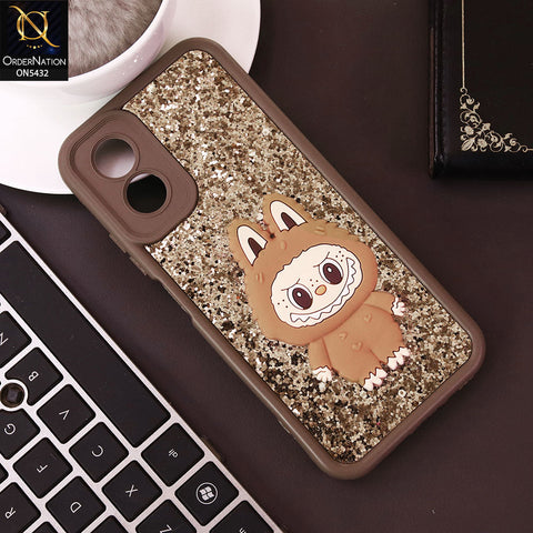 Oppo A18 Cover - Brown - Cute 3D Cartoon Soft Glitter Case