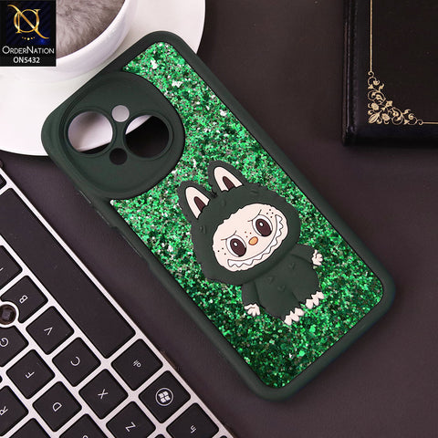 Tecno Pop 9 Cover - Dark Green - Cute 3D Cartoon Soft Glitter Case