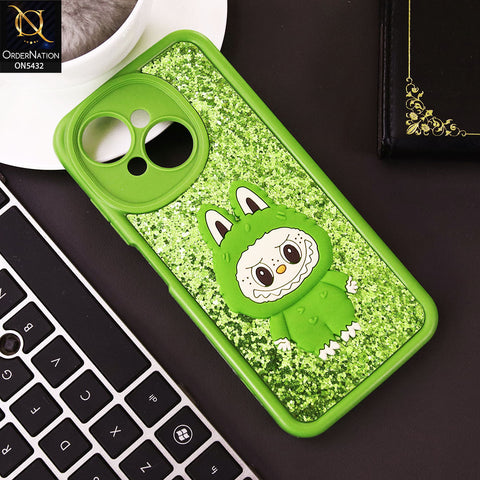 Tecno Pop 9 Cover - Light Green - Cute 3D Cartoon Soft Glitter Case