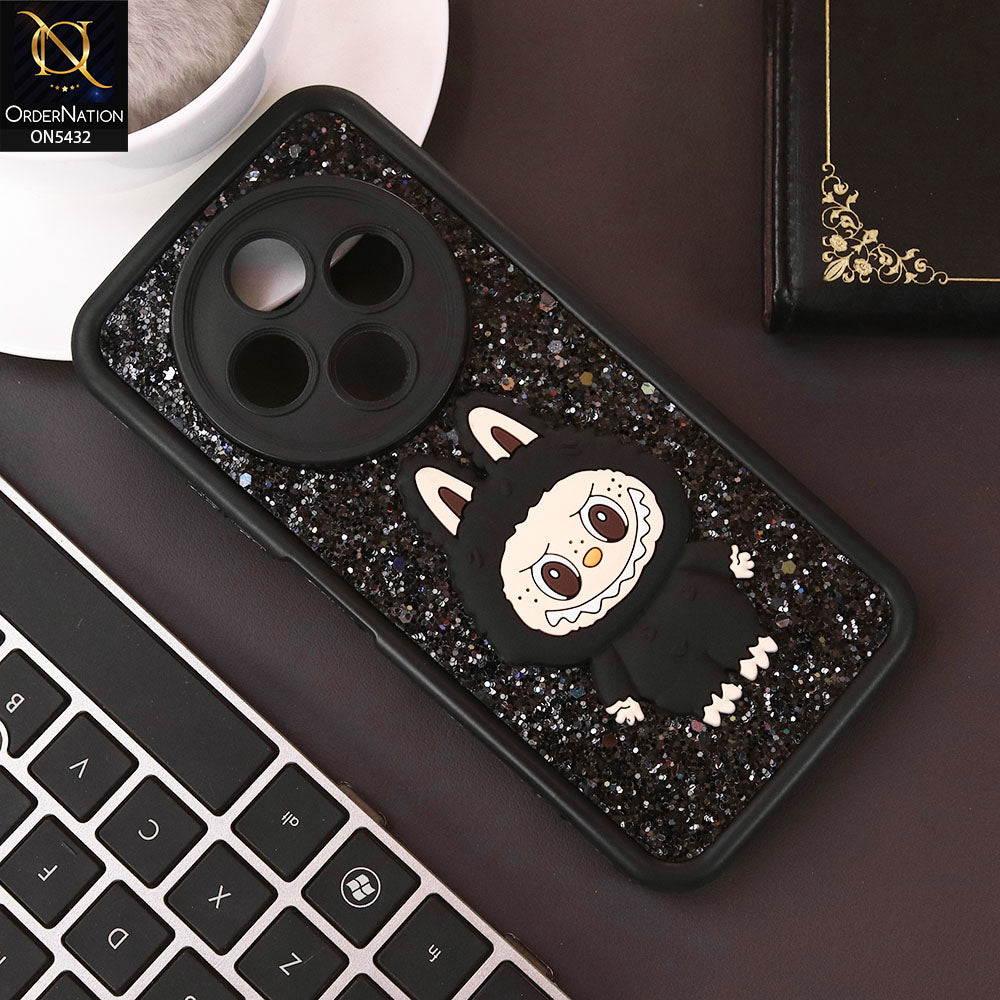 Tecno Pop 9 5G Cover - Black - Cute 3D Cartoon Soft Glitter Case