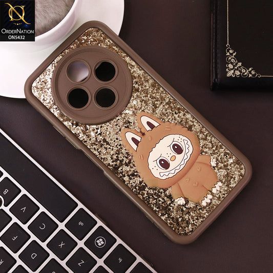Tecno Pop 9 5G Cover - Brown - Cute 3D Cartoon Soft Glitter Case