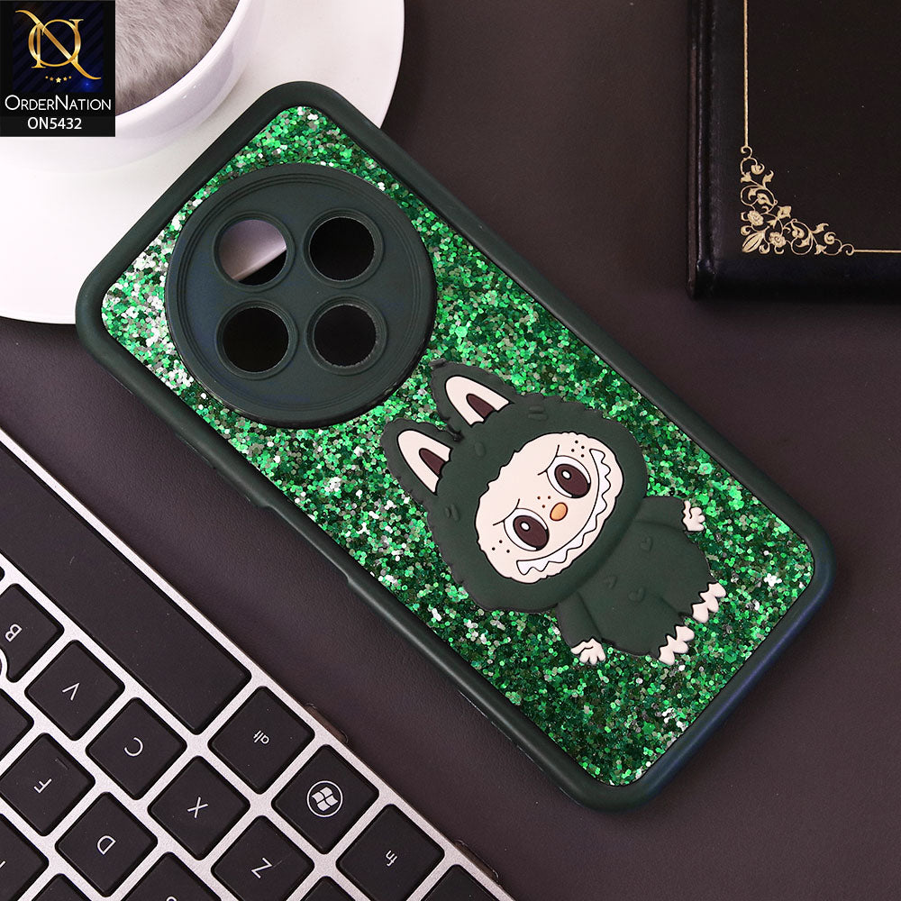 Tecno Pop 9 5G Cover - Dark Green - Cute 3D Cartoon Soft Glitter Case