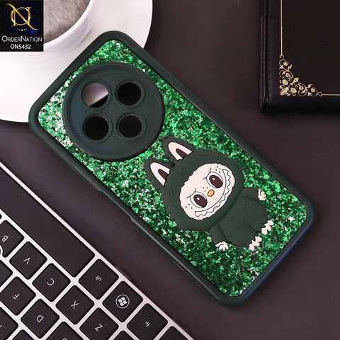 Tecno Pop 9 5G Cover - Dark Green - Cute 3D Cartoon Soft Glitter Case
