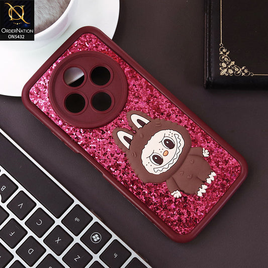 Tecno Pop 9 5G Cover - Maroon - Cute 3D Cartoon Soft Glitter Case